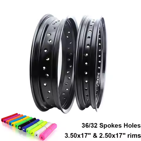 Motorcycle Dirt Bike 17 Inch Aluminum Wheel Hub Motocross Front 2.50X17" Rear 3.50X17" Rims 32/36 Sp