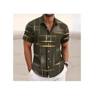 Men's Color Shirt Short Sleeves, Unformal Fashionable, Outdoor Street Clothing, 3D Stamped Cover Shi