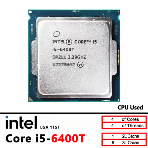 i5 6400T Intel Core i5-6400T 2.2 GHz Used Quad-Core Quad-Thread CPU 6M 35W LGA 1151