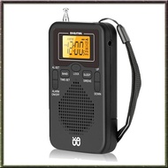 [I O J E] Portable Radio Mini AM FM Weather Radio Pocket Radio LCD Screen Digital Alarm Clock Radio Player