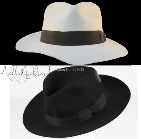 Impersonator Michael Jackson White&Black Hat Fedora Smooth Criminal&Billie Jean Classic with name