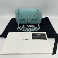 CHANEL Tiffany藍銀扣大mini 20*12*6 98新配件塵袋保卡
