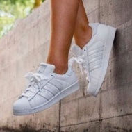 現貨 iShoes正品 Adidas Superstar W 女鞋 全白 皮革 小白鞋 貝殼鞋 珠光 休閒 AQ1214