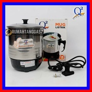 MUG ELEKTRIK PEMANAS LISTRIK / MUG LISTRIK 14 CM STAINLESS STEEL / MUG LISTRIK Q2-8014 / Q2 8014