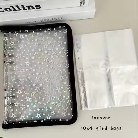 Starry Holographic A5 Binder 10 Refill Pages Multi-Color Refillable Notebook Scrapbook Sticker Colle