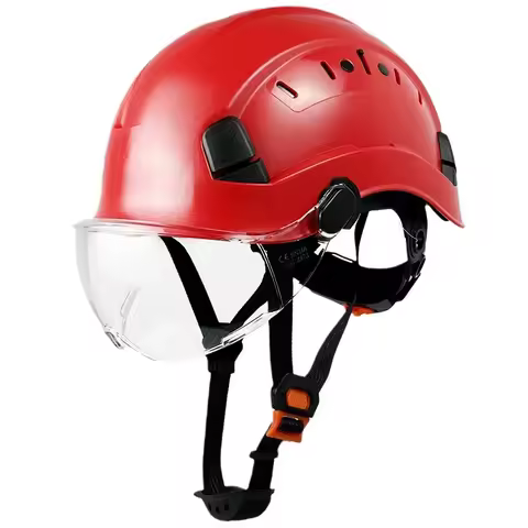Construction Safety Helmet With Goggles For Engineer Visor CE EN397 ABS Hard Hat Vents Industrial Wo