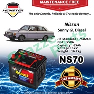 Münster Robust MF CMF NS70 | NS70R | 75D26R (65AH) Car Battery Bateri Kereta for Nissan Sunny GL Diesel