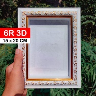 PUTIH 3d FRAME SIZE 6R 15 X 20 / 3D FRAME 6R CARVED WHITE GOLD / DOWRY FRAME