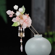 Chinese Dangling Hair Sticks,Pink Flower Chinese Hair Sticks with Tassel,Ancient Chinese Hair Access