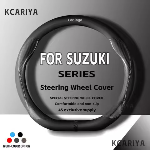 For Suzuki Steering Wheel Cover Leather Carbon Fiber Fit Dzire Celerio Ciaz Baleno Solio Splash SX4 