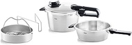 Fissler Vitavit Premium Pressure Cooker and Skillet Set with Steamer Insert, 2.6 Quarts & 4.8 Quarts