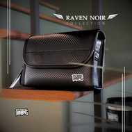 [ FIGHTING ] Raven Noir กระเป๋าสะพายข้างหนัง Premium หุ้มคาร์บอน 3D ทรงกล่อง ขนาด 10"  ( แม่เหล็ก )