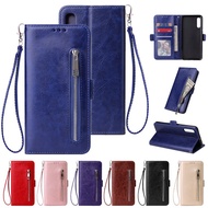 Casing Samsung Galaxy A10 A20 A30 A40 A50 A70 Case Zipper Card package Flip leather Phone Cover