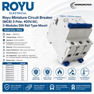 Royu RMB3PC4 3P MCB 400V DIN Rail Breaker 16A-25A 4.5kA
