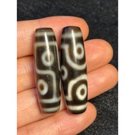 Tibetan Dzi 6 eyes dark brown classic feng shui stone 40*11mm