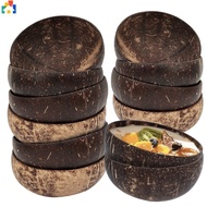 250-500ml Natural Coconut Bowl Set Eco-Friendly Wooden Salad Spoon Set Multiple Size Coco Smoothie K