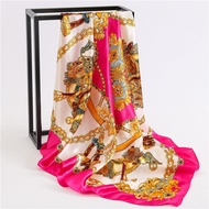 Khăn lụa vuông choàng cổ nữ Khăn quàng cổ chất mềm hoạ tiết hoa lá phối hai màu phong cách cổ điển -