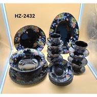 32pcs ARC OPAL DINNER SET BLACK Set Pinggan Mangkuk Dinner Plate Soup Plate Bowl Plate Tea Set