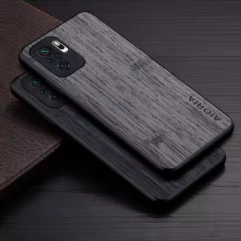 Case for Poco M5S funda bamboo wood pattern Leather phone cover Luxury coque for xiaomi poco m5s cas