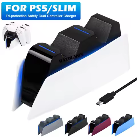 For PS5 Controller Charging Dock Dual Fast Charger Station for PS5 Type-C & PS5 Edge Game Controller