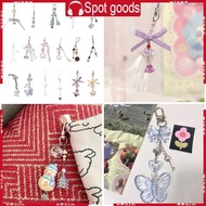 WIN Butterfly Heart Bead Pendant Phone Charm Hangings Rope Cute Phone Chain Strap Bag Decoration Lan