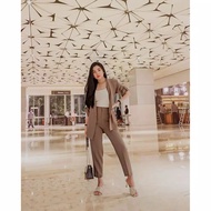 MESYA SET 2IN1/ WOMEN'S SUIT KOREAN STYLE BLAZER AND PANTS LINEN SET WOMAN