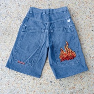 กางเกงขาสั้น JNCO Y2K ฮิปฮอปกระเป๋าฮาราจูกุยีนส์ขาสั้นหลวมผู้ชาย