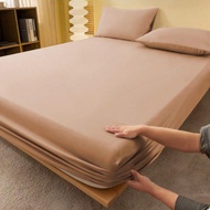 1pc Plain Light Camel Fitted Sheet, Mattress Protector, Mattress Cover For Bed, Bed Sheet, Soft And 