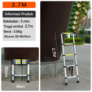 Tangga Lipat Aluminium Tangga Teleskopik 2.7M/3.9M/4.3M/5.1M Multifungsi Double Telescopic Ladder ta