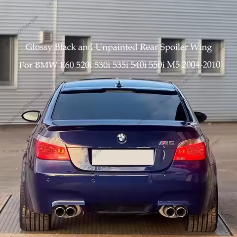Gloss Black and Unpainted Car Rear Spoiler Wing for BMW E60 520i 530i 535i 540i 550i M5 2004-2010 Re