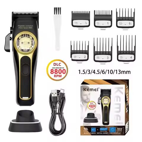 Kemei KM-2373 Professional Hair Clipper Magnetic Levitation Motor 8800 Rpm Charging Base Hair Clippe