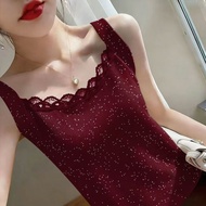 Women's Lace T-shirt Fashion Gypsy Vest Summer New Sleeve Slim Top