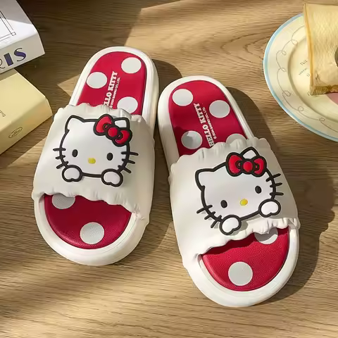 Cartoon Hello Kitty Slippers for Women Girls Themed Soft Non-Slip Comfortable House Shoes Indoor Out