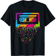Retro 80'S 90'S Music Notes Cassette Tape T-Shirt