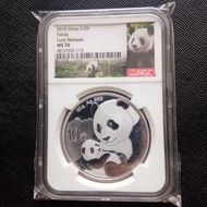Koin NGC Panda Silver China 10 Yuan 2019 MS70 Early Release