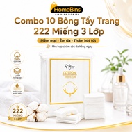 Combo of 10 packs of 222 Cotton Pads, 3 layers of soft Cotton Pads for skin care | HomeBins