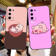 Cartoon Cute Pink Pig Soft Black Silicon TPU Cell Phone Case For OPPO A96 RENO 10 8 7 6 5 4 6.6 X T Z F21 X2 Find X3 Pro Plus Zoom Lite 5G