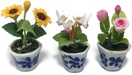 3pc Miniature Flower Clay Dollhouse Fairy Garden Mini Plant Trees Ceramic Paint Furniture Bundles Ar