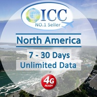 ICC_USA &amp; Canada 7-30 Days Unlimited Data SIM Card