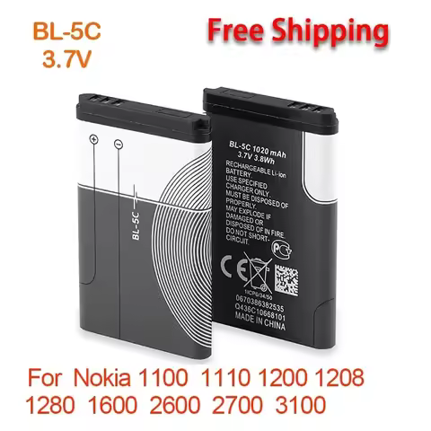 PURFIELD BL-5C 1200mAh 3.7V Lithium Polymer Phone Battery For Nokia 1100 1110 1200 1208 1280 2600 27