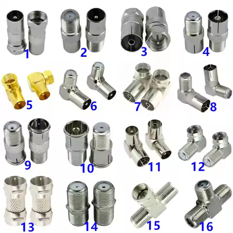 2PCS F Type to TV IEC 90 Degree TV Aerial Antenna Plug Connector Right Angle Adapter Plug To Socket 