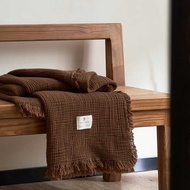 ZIHE ZIHE Cotton Four-Layer Yarn Multifunctional Tassel Blanket Large Size 2cm * 230cm Melade-Bitter
