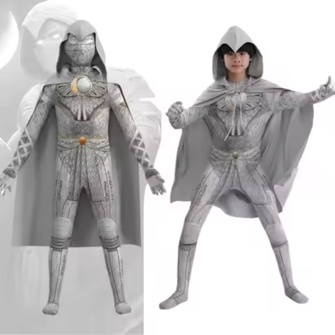 Moon Superhero Knight Suits Cloak Jumpsuits Cosplay Costume Adult Men Halloween Party Stage Performa