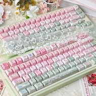 Tale Of Springtime Keycaps Cherry/SOA Profile 130 Keys PBT Dye Sublimation Wooting Aula F75 Cute Gra