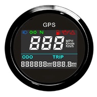 มาตรวัดความเร็ว GPS ดิจิตอล52มม. เครื่องวัดระยะทางสำหรับเรือรถมอเตอร์ไซค์รถจักรยานยนต์หน้าจอ LCD 999