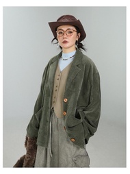 港風氣質燈芯絨西裝外套女