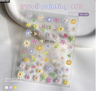 New 5D oil painting flower embossed nail art stickers, waterproof, peel and stick M0-206
