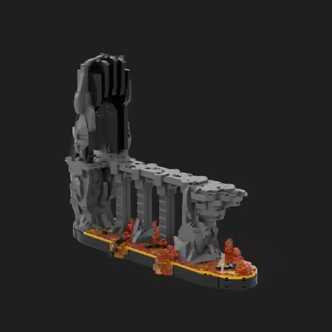 1864PCS Moc famous movie scene building doomsday volcano fire model DIY assembly building block toys