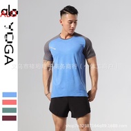 {ALO} ® Al Yoga Clothing Mens Summer Running And Fitness Short-Sleeve Quick-Dry Top Basketball Sport