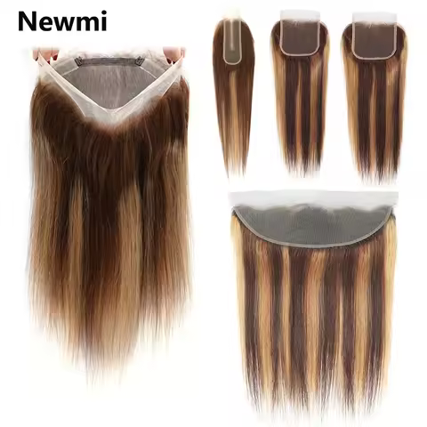 P4/27# Highlight 360 Lace Frontal Only Straight Ombre Honey Blonde 2x6 4x4 5x5 13x4 Lace Closure P4/